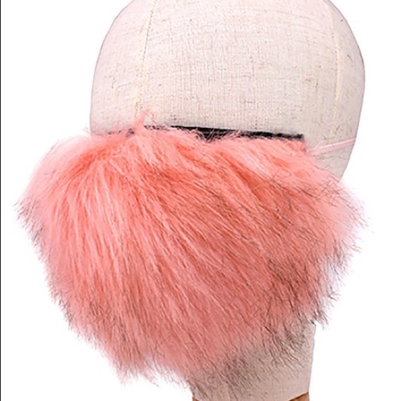 Pink Faux Fur Fashion Mask - Picture 1 of 5
